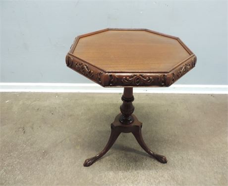 Vintage Solid Wood Hexagonal Accent Table