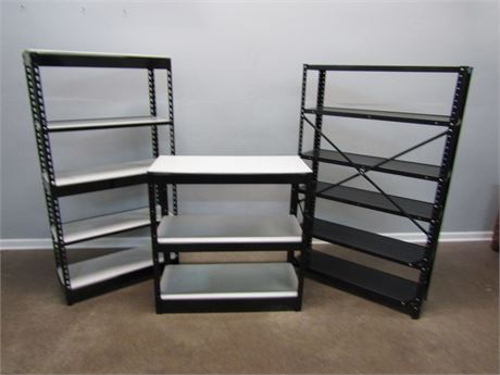 Storage Racks, three Handy Metal Units with Hard Cover Shelves