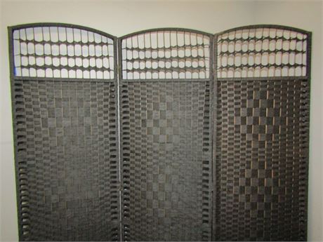 Decorative 3 Panel Room Divider, in Black Plastic Warfarin Style