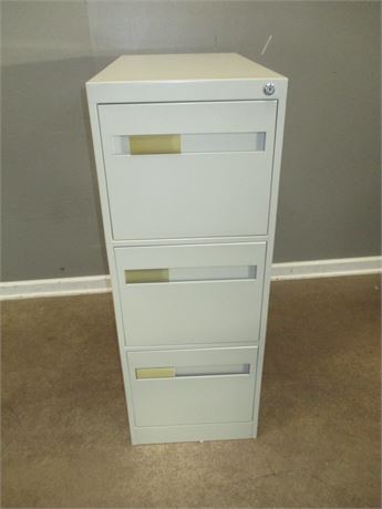 Nice Large Three Drawer Gray File Cabinet