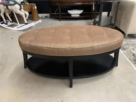 Upholstered Ottoman/ Table with Shelf