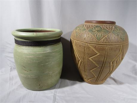 Ceramic Aztec Style Pottery Vases