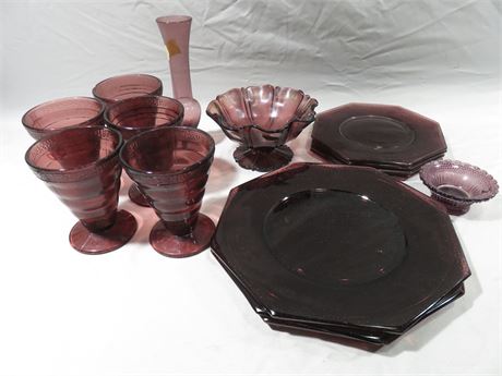 Assorted Amethyst Glassware