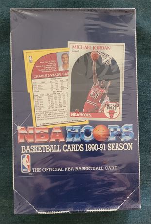 1990-91 NBA HOOPS Factory Sealed Wax Box, look for Michael Jordan!