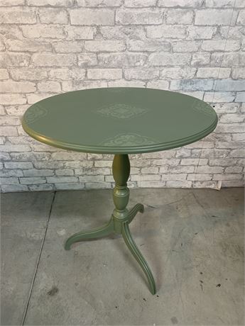 Hand Painted Vintage Oval Drop Top Stenciled Table