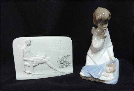 LLADRO 'Angel with Child' #4635 Porcelain Figurine / Collectors Plate