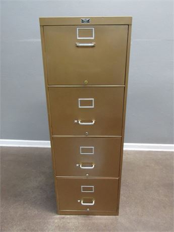 4 Drawer General Fireproofing Co. Copper Colored Metal Filing Cabinet