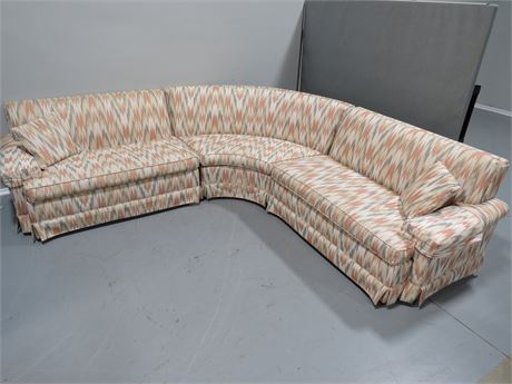 Mid-Century Flame Stitch 3-Piece Sectional Sofa