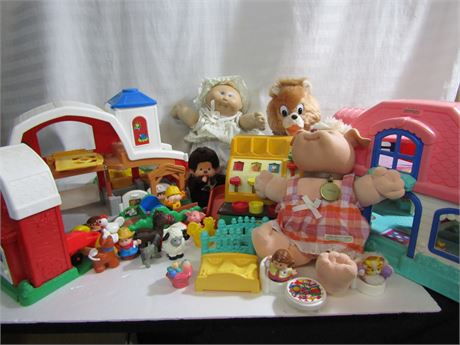 Fisher Price and Little Tikes Toys, Doll House and Farm, Old Cash Register