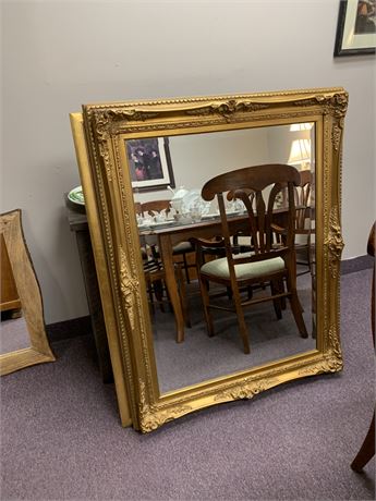 Large Gold Ornate Beveled Mirror