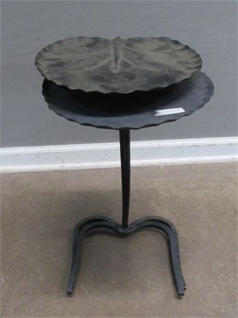 2 Wrought Iron and Metal Leaf Motif Nesting Tables