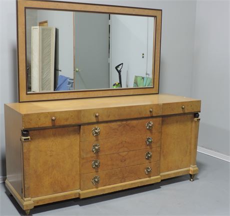 Vintage Burl Wood Dresser / Mirror