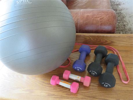 Dumbell Hand Weights / Exercise Ball / Band