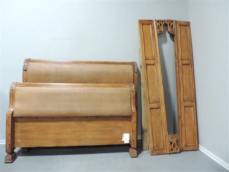 Queen Size LANE / Solid Wood / Rattan / Sleigh Bed