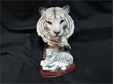 2 Resin Snow Tiger Figurines