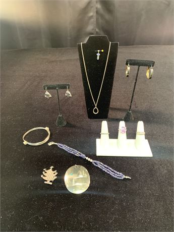 Jewelry Lot Featuring Tanzanite Bracelet Sterling Silver Signed Ortiz Pendant