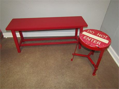Red Bench & Stool