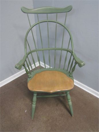 Antique Bow Back Chair, Colonial Style with Two Tone Green Color