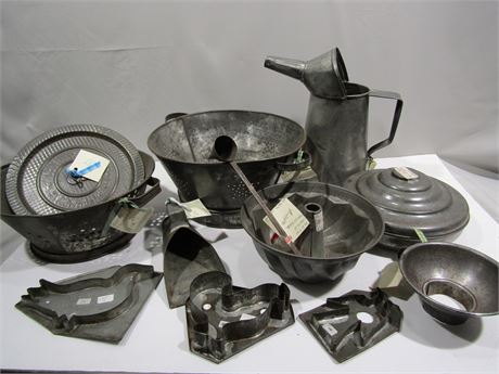 Early American Tin and Handcrafted Item Collection