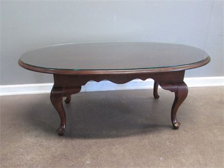 Nice Oblong/Oval Coffee Table with Protective Glass Top