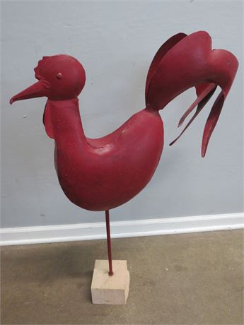 Tin Red Rooster Sculpture