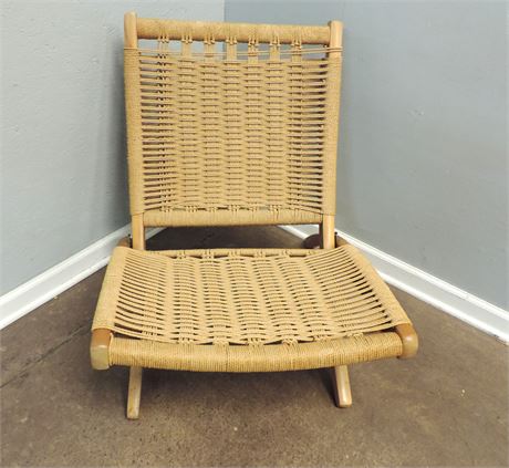 Vintage Danish Folding Corded Accent Chair