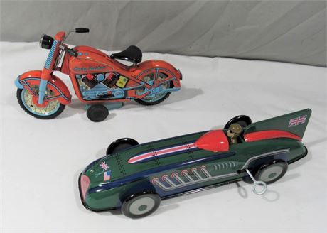 2 Vintage Style Tin Litho Toys with Boxes