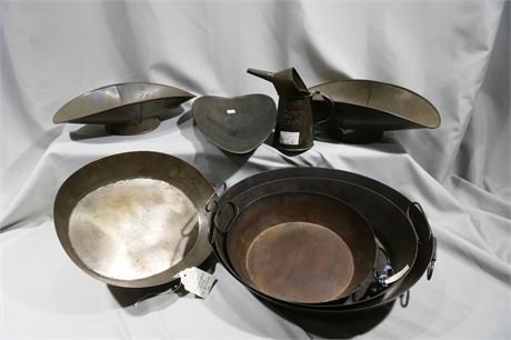 Antique/Vintage Tin Cooking Tools like Roasting Pans, Butcher's Pan & Scale Pans