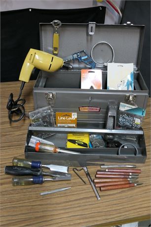 Craftsman Tool Box / Shopmate Drill / Drill Bits / Chisels / Lot