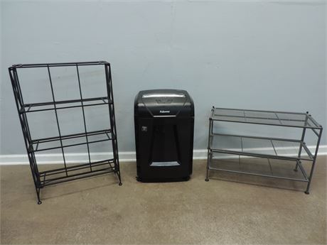 Household Lot / Wrought Iron Shelf Stand / Fellowes Shredder / Metal Shelf