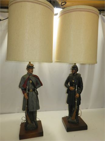 1970s Civil War Soldier Figural Lamps