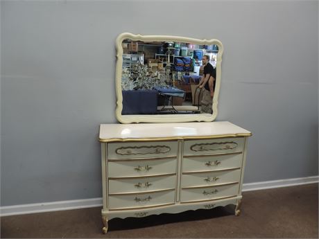Vintage French Provencial Dresser with Matching Mirror