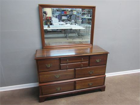 Hungerford 8-Drawer Dresser with Mirror and Protective Glass Top