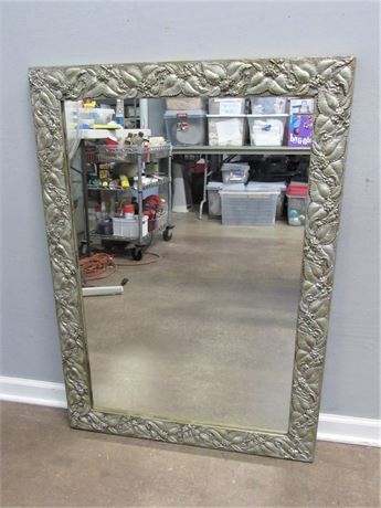 Heavily Embossed Gesso Style Silver Finished Mirror
