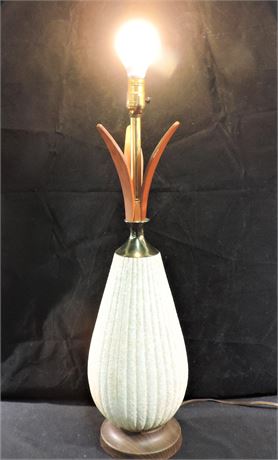 Mid Century Ceramic and Wood Table Lamp