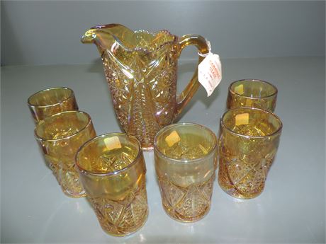 Vintage L E Smith Carnival Glass