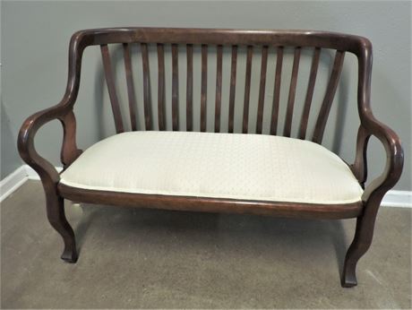 Extraordinary Vintage Solid Wood Entryway Upholstered Bench