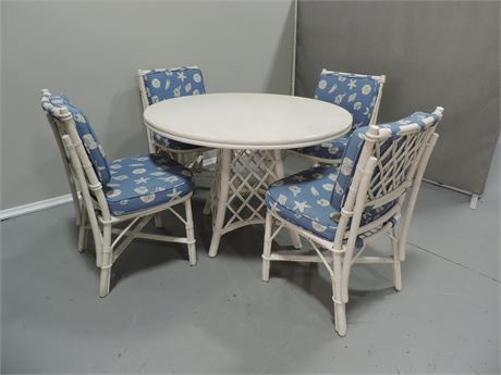 Patio / Sunroom Bamboo Style Table / Four Chairs