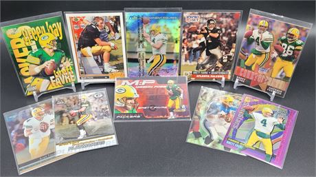 Brett Favre 10 Rookie, Insert, and Refractor Card Lot Green Bay Packers