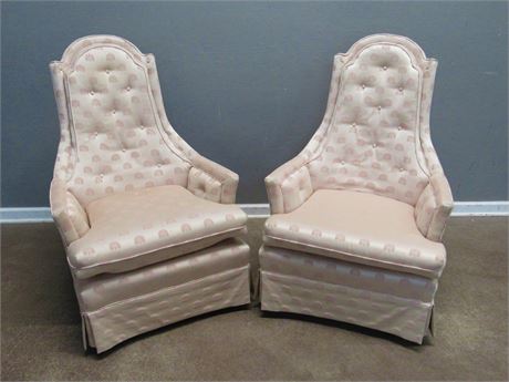 2 Vintage Pink High-back Side Chairs