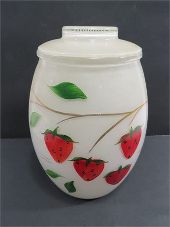 1950s BARTLETT COLLINS Milk Glass Strawberry Cookie Jar