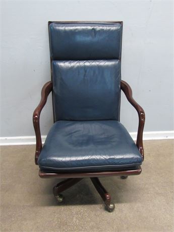 Hancock and Moore Blue Leather Adjustable Desk Chair