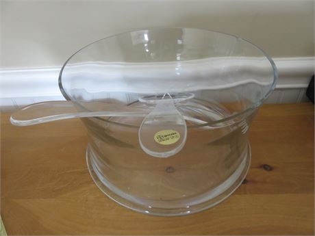 GUZZINI Glass Salad Bowl w/Serving Spoons