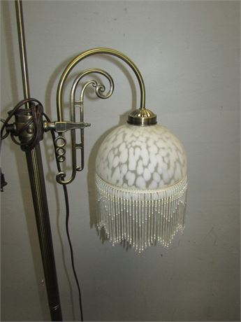 Tall Victorian Style Boudoir Floor Lamp with White Frosted Globe