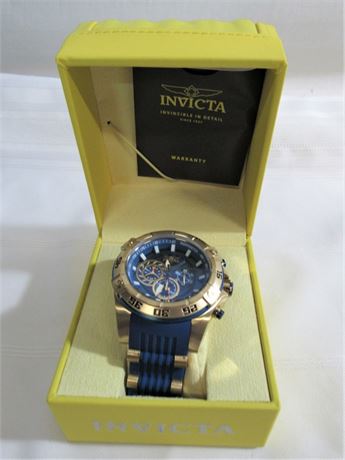 NIB - Invicta Speedway Viper Chronograph Watch - Blue Dial and Silicone Band