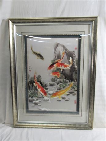 Framed and Matted Oriental/Asian Style Artwork - Koi