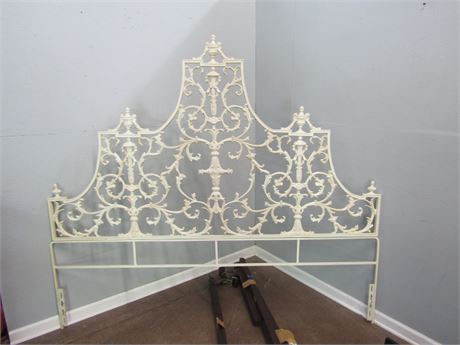 Queen Size Wrought Iron Whitewash Headboard and Frame