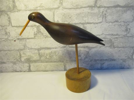 Hand Carved Wooden Seagull with Round Base Mantle Art Peice