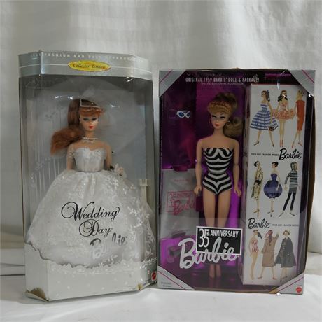 Mattel Barbie Doll Mid Century Reproduction Pair / Wedding Day / Original 1959
