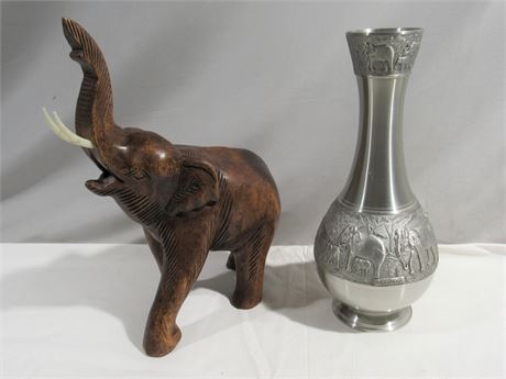 2 Piece Decorative Elephant Motif Lot